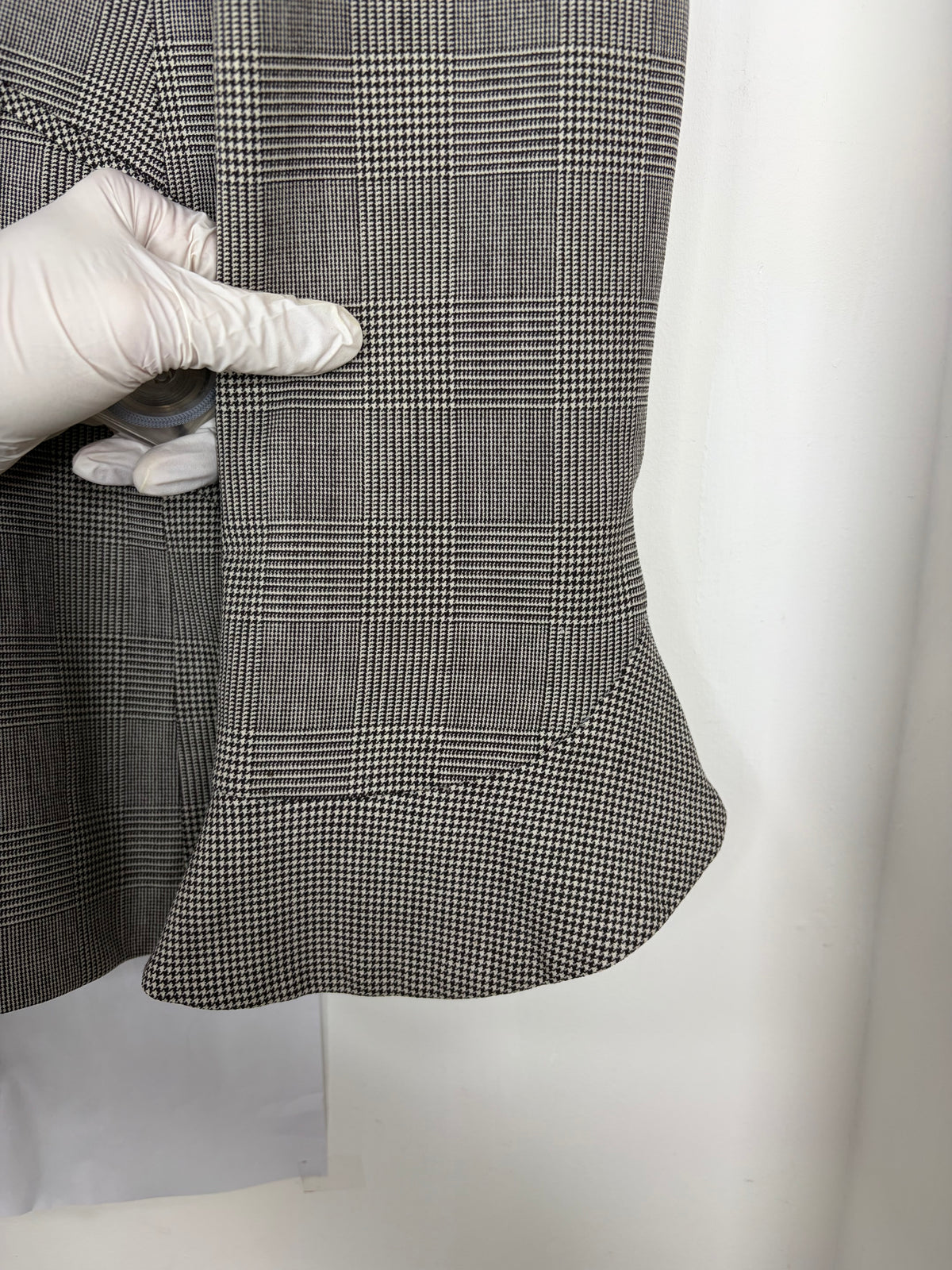 Houndstooth Wool Blazer w/ Tie Front & Flared Bell Cuffs | Sz DE34
