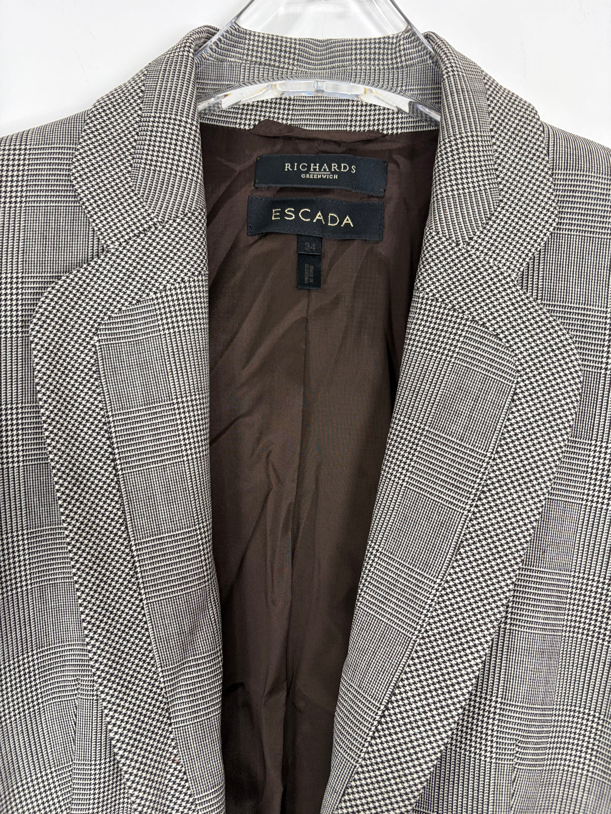 Houndstooth Wool Blazer w/ Tie Front & Flared Bell Cuffs | Sz DE34