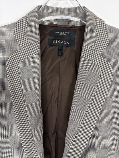 Houndstooth Wool Blazer w/ Tie Front & Flared Bell Cuffs | Sz DE34
