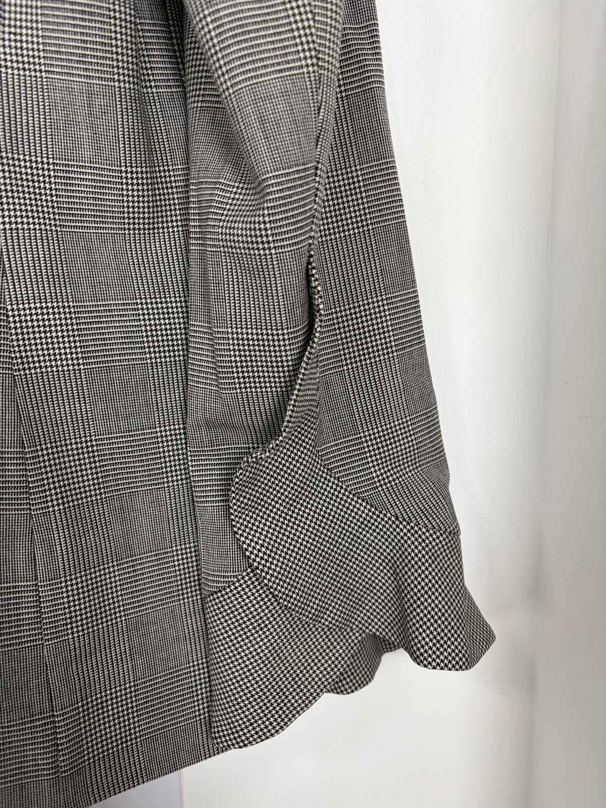 Houndstooth Wool Blazer w/ Tie Front & Flared Bell Cuffs | Sz DE34