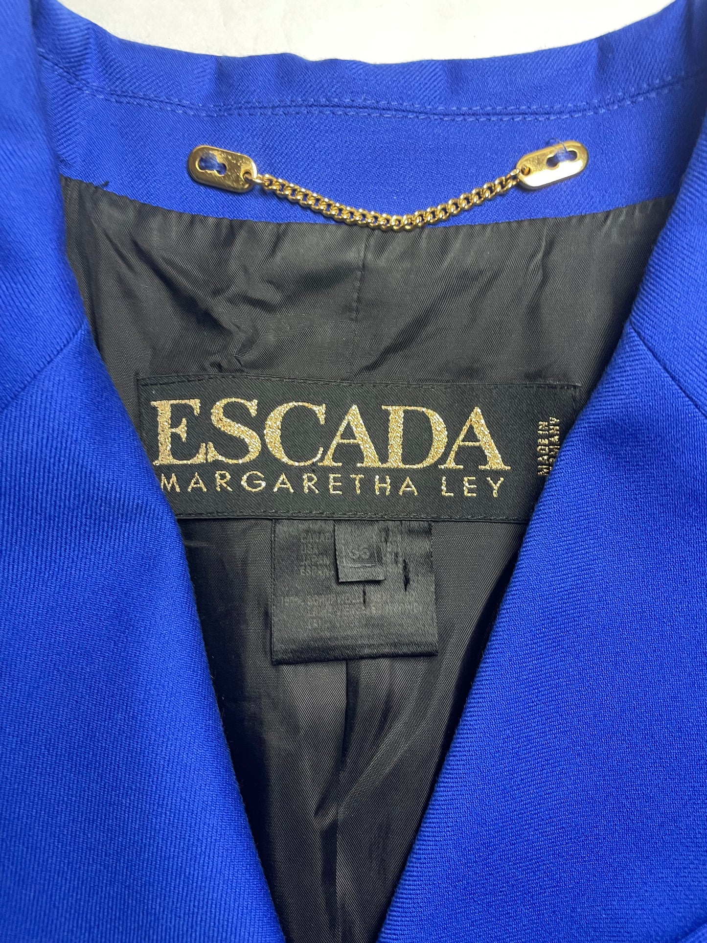 Vintage Blue Wool Tailor Blazer Jacket & Black Velvet