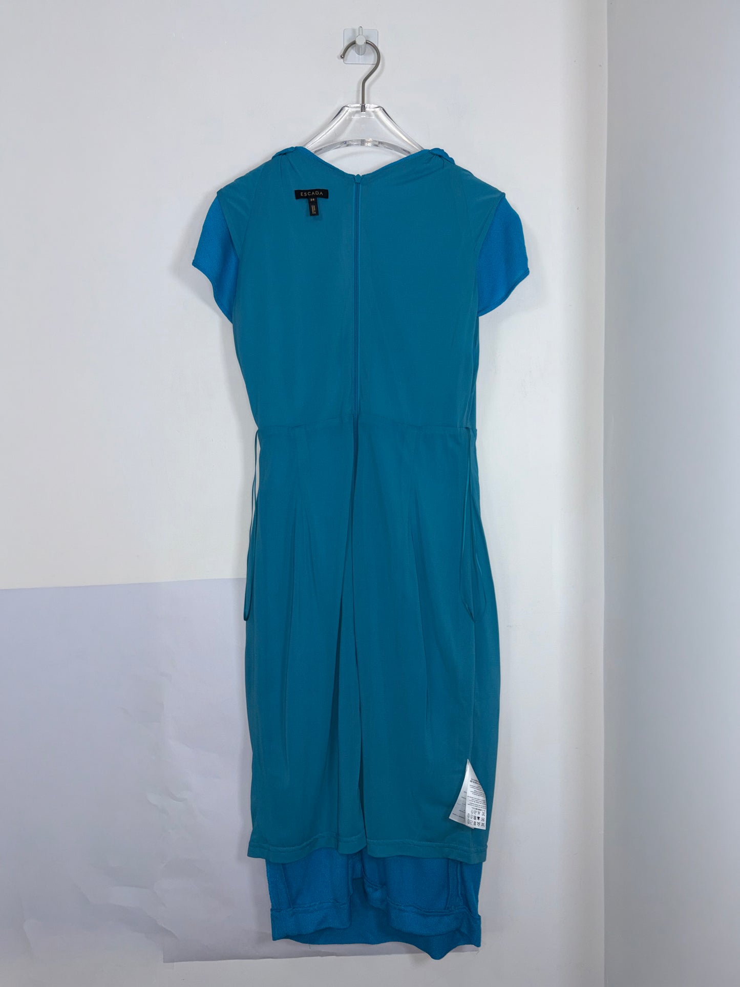 Aqua Blue Knee length Dress w/Gold Metal Chain Detail | Sz 34 ~ Small