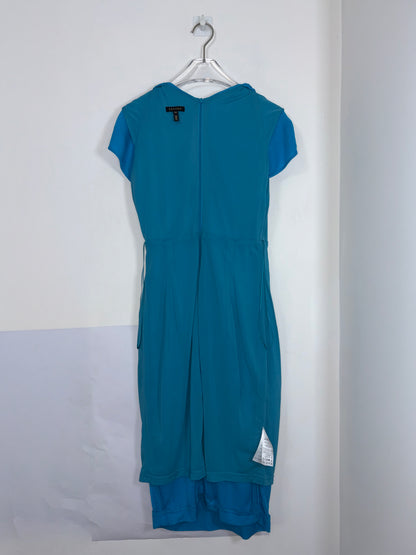 Aqua Blue Knee length Dress w/Gold Metal Chain Detail | Sz 34 ~ Small