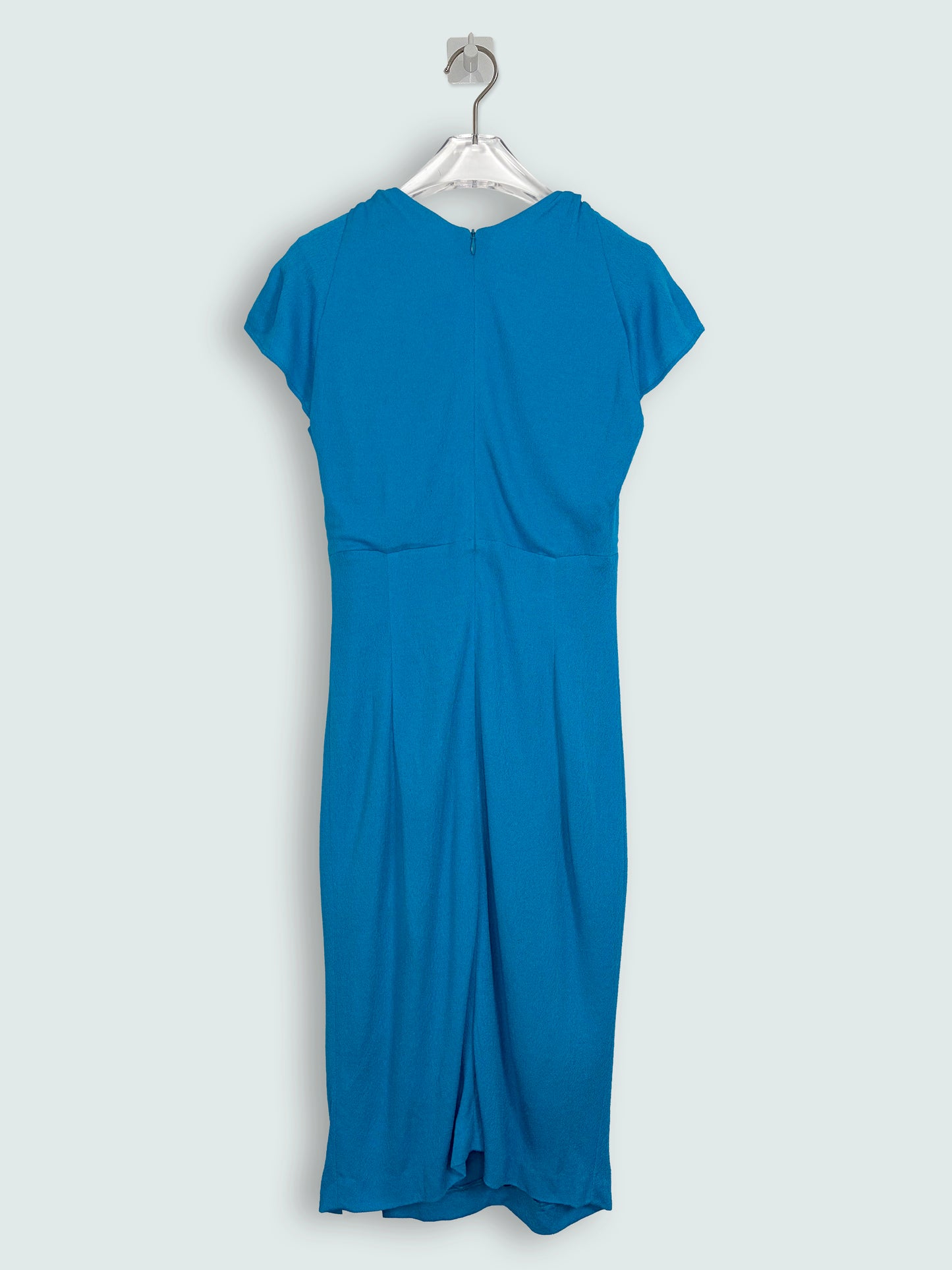 Aqua Blue Knee length Dress w/Gold Metal Chain Detail | Sz 34 ~ Small