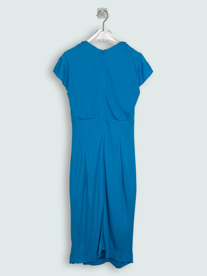 Aqua Blue Knee length Dress w/Gold Metal Chain Detail | Sz 34 ~ Small