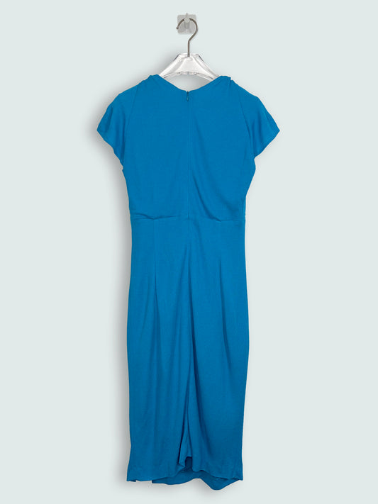Aqua Blue Knee length Dress w/Gold Metal Chain Detail | Sz 34 ~ Small