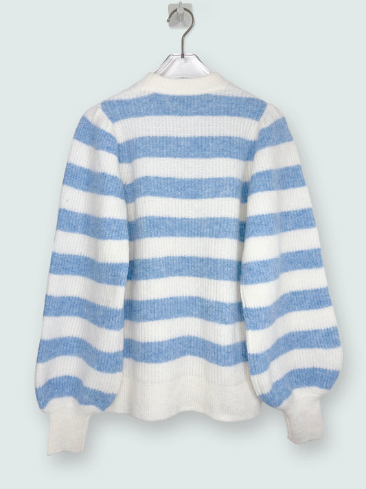 Stripe Blue White Fuzzy Sweater Jumper | Sz XXSmall