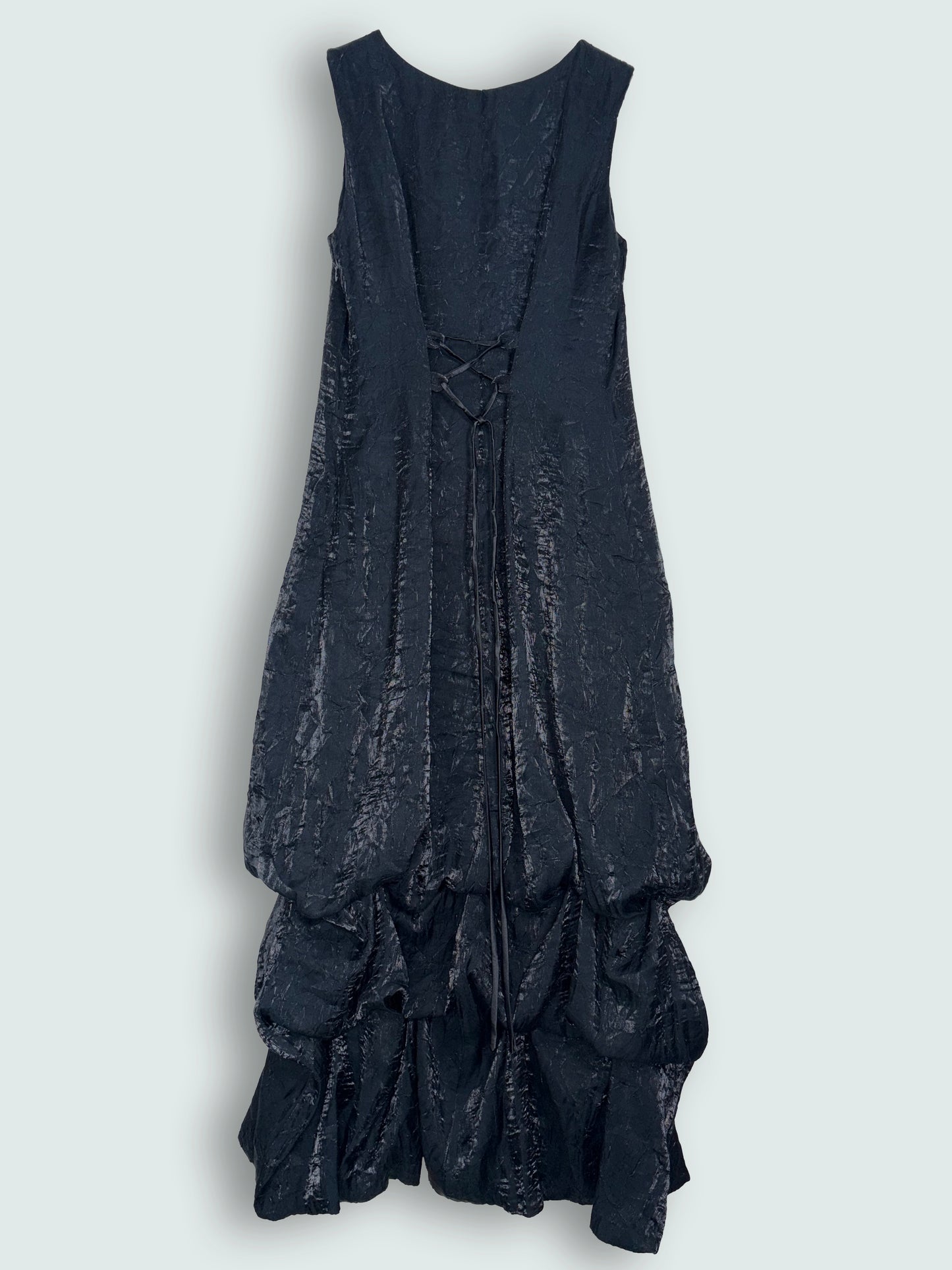 90s Vintage Tiered Dress & Lace-Up Back | Sz Medium