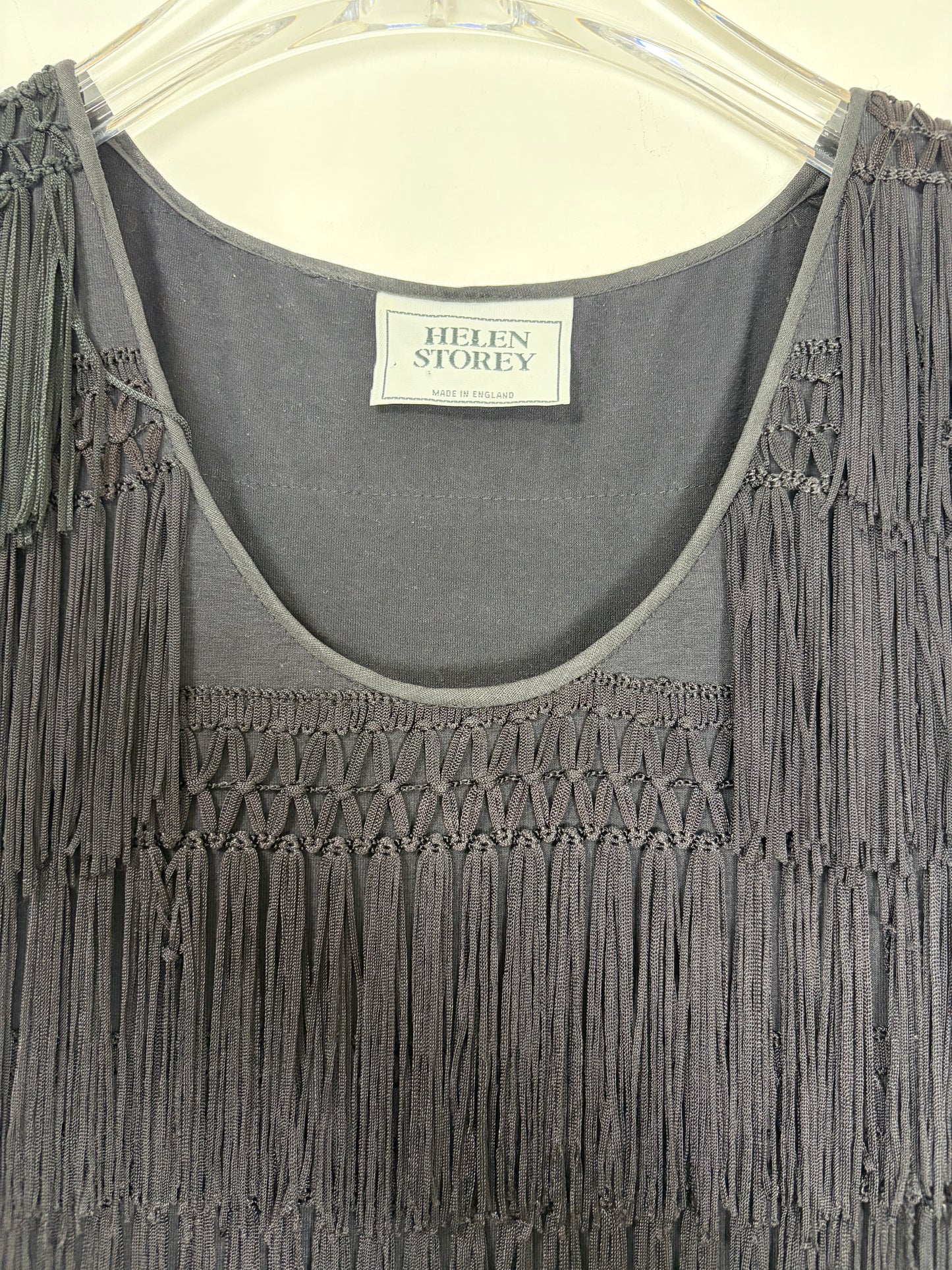 Made in England Black Flapper Fringe Cocktail Dress | Sz Small