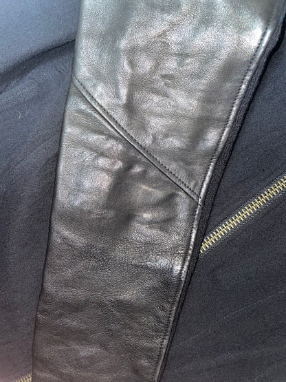 Lamb Leather Sleeves Fitted Motorcycle Jacket Silk Lining | Petite