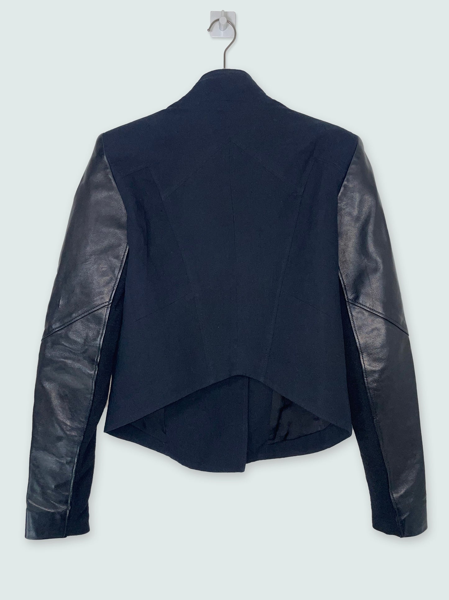 Lamb Leather Sleeves Fitted Motorcycle Jacket Silk Lining | Petite