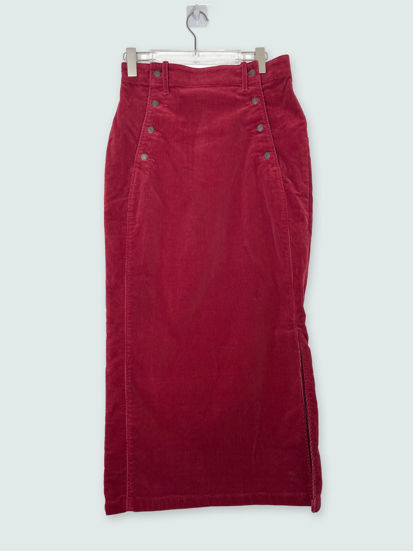 Red Maxi Corduroy Skirt | Size 27 ~ Small