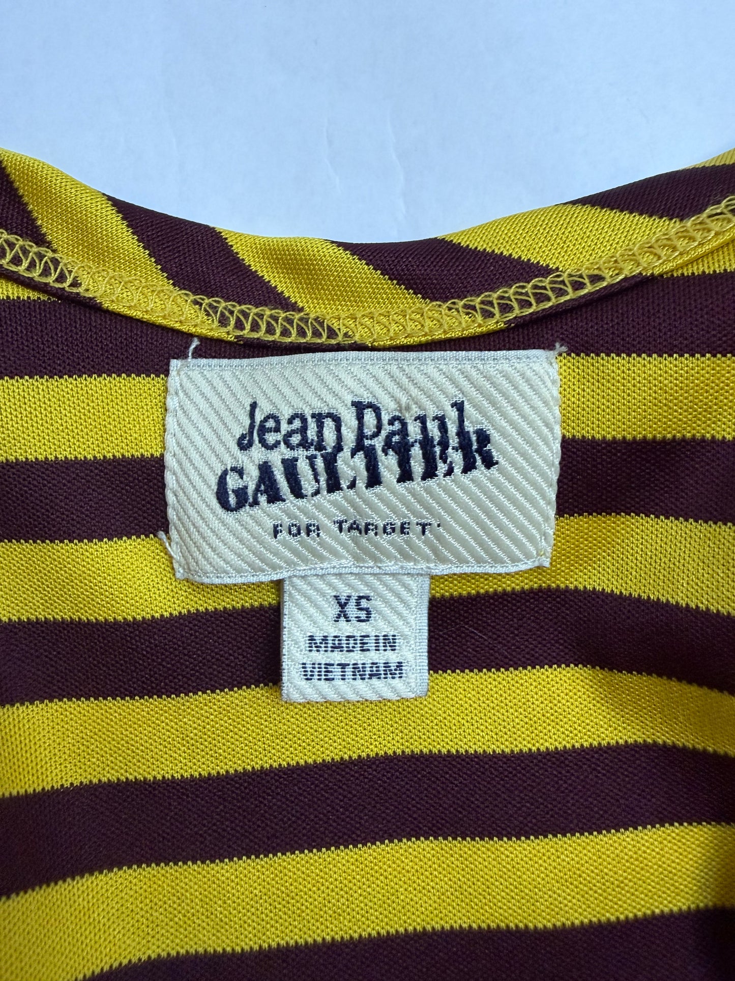 Yellow & Brown Stripe Top Metal Drawstring | Sz XS