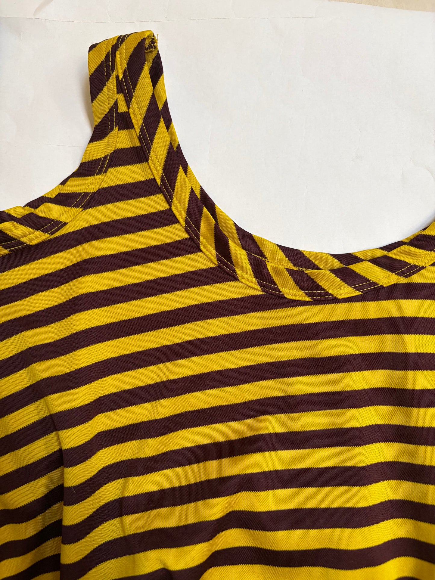 Yellow & Brown Stripe Top Metal Drawstring | Sz XS