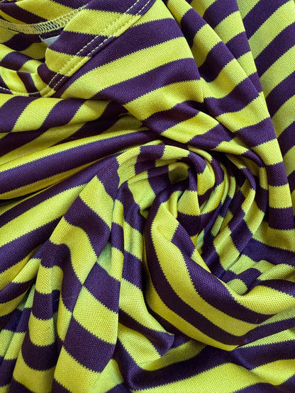 Yellow & Brown Stripe Top Metal Drawstring | Sz XS