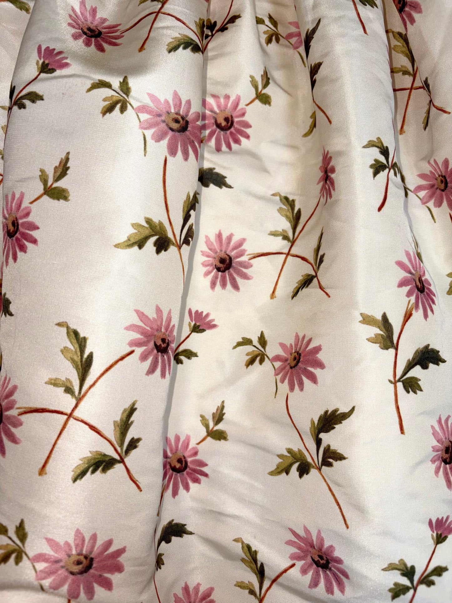 Cream White Floral Daisy A line Print Dress | Sz Small