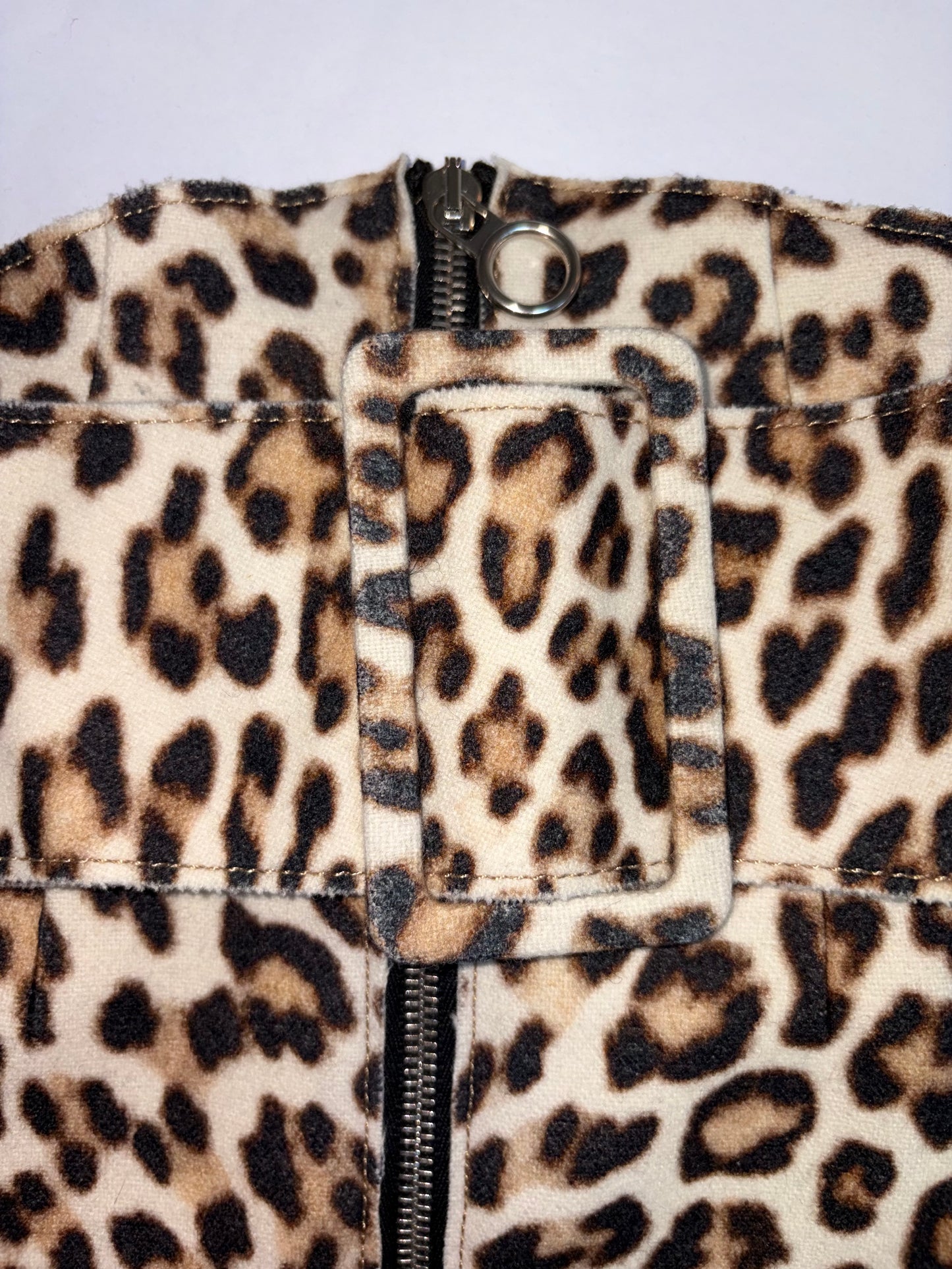 FW 2014 High Waisted Wool Leopard Mini Skirt | Sz FR34 ~ XSmall