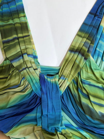 Blue Green Stripe Drape Top | Sz 38