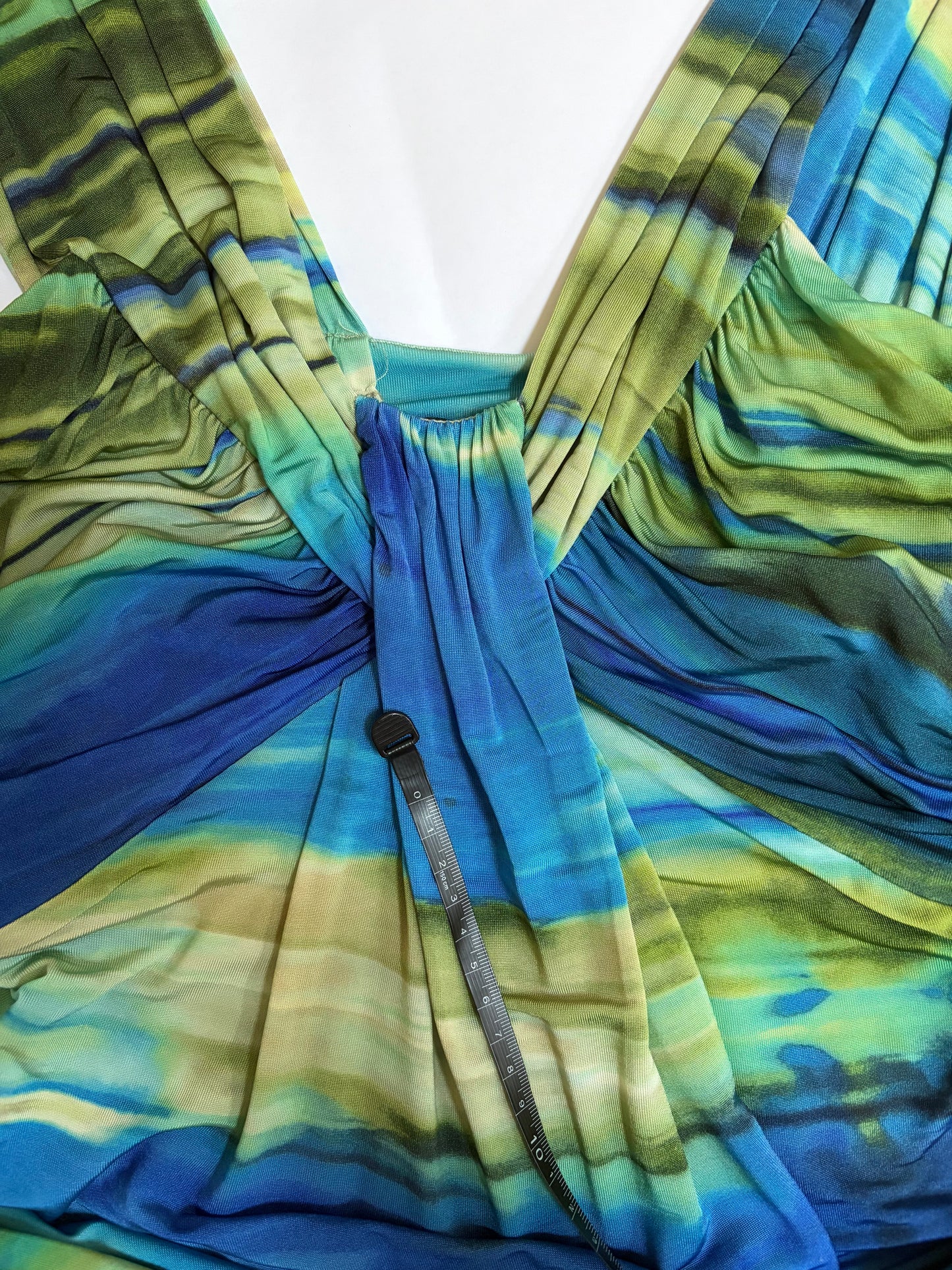 Blue Green Stripe Drape Top | Sz 38