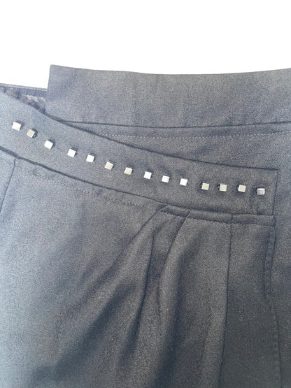 Black Wool Midi Skirt & Studded Embellishments | Sz 40~Small
