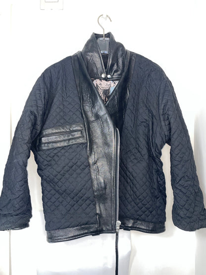 Painted Motorcycle Leather Oversize Jacket | Sz Small