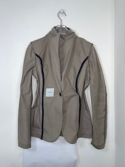 Taupe Grey Cotton Blazer Fitted Jacket | Sz IT38