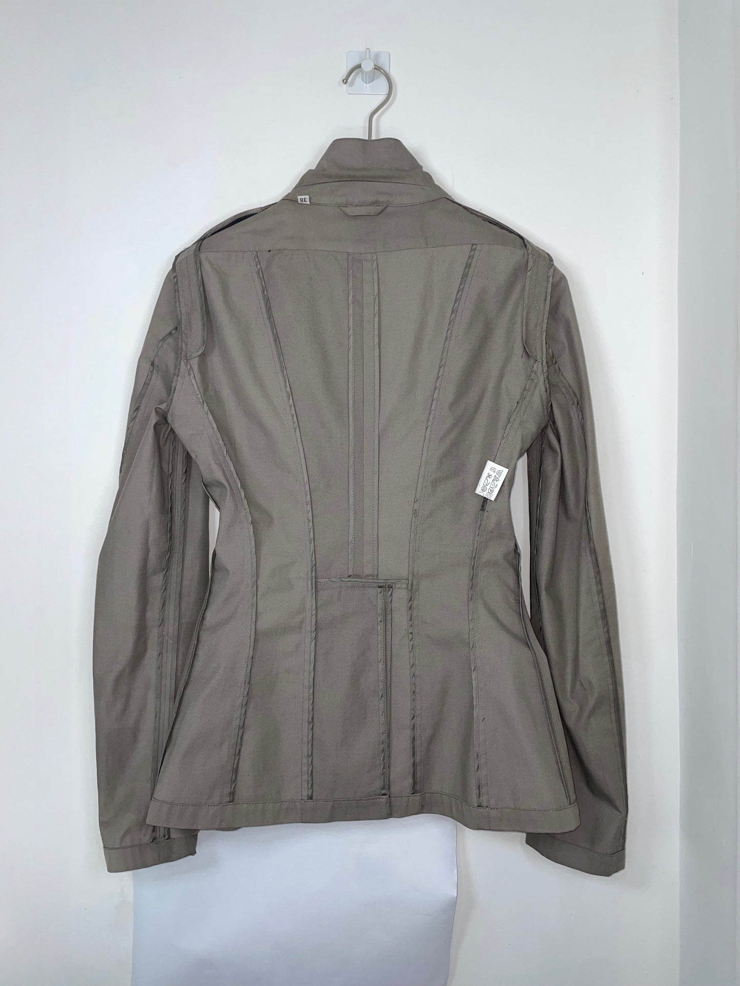 Taupe Grey Cotton Blazer Fitted Jacket | Sz IT38