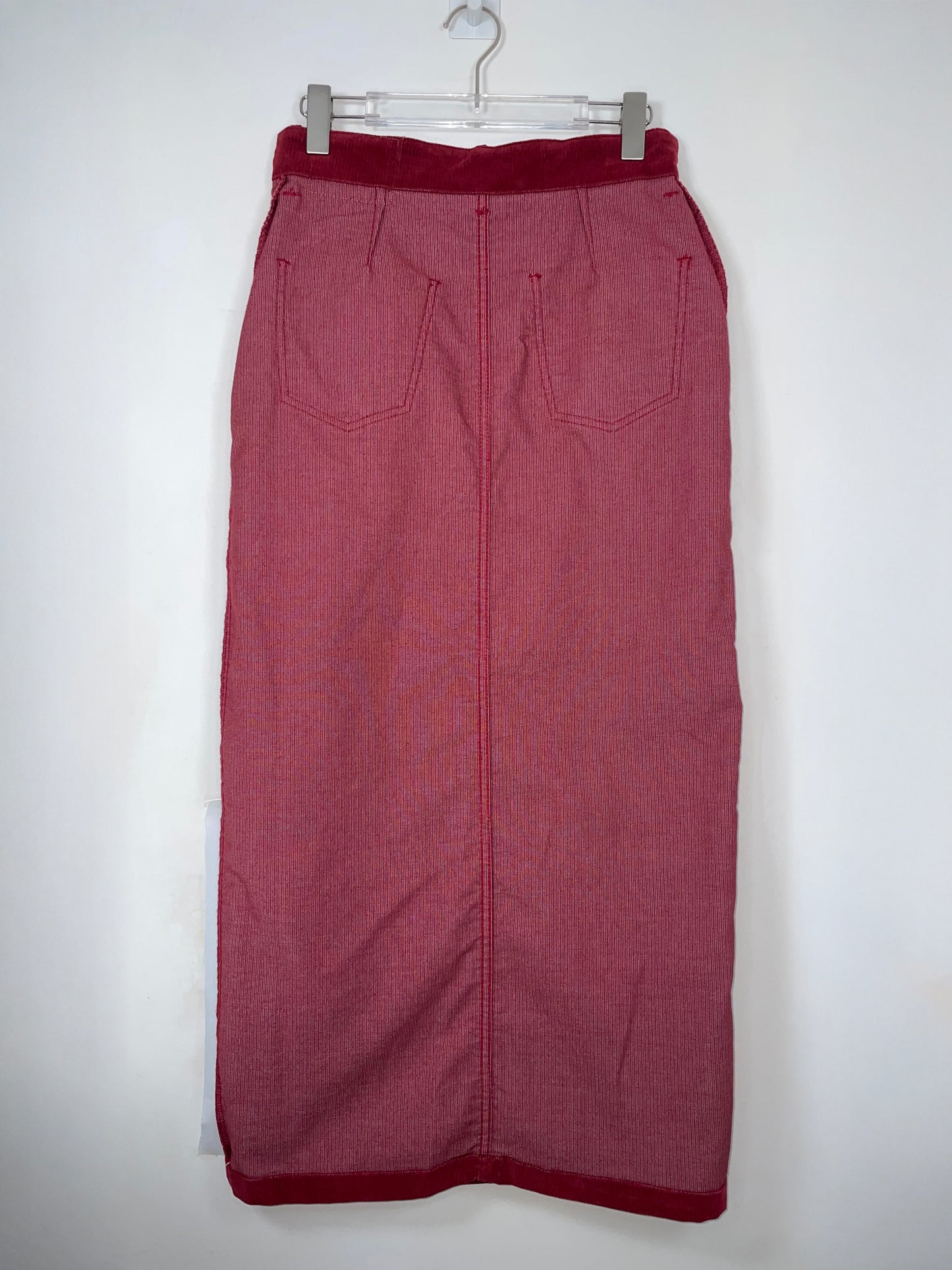 Red Maxi Corduroy Skirt | Size 27 ~ Small