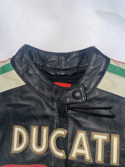 Racer Graphic Vintage Leather Jacket | Sz 46 ~ Small-Medium