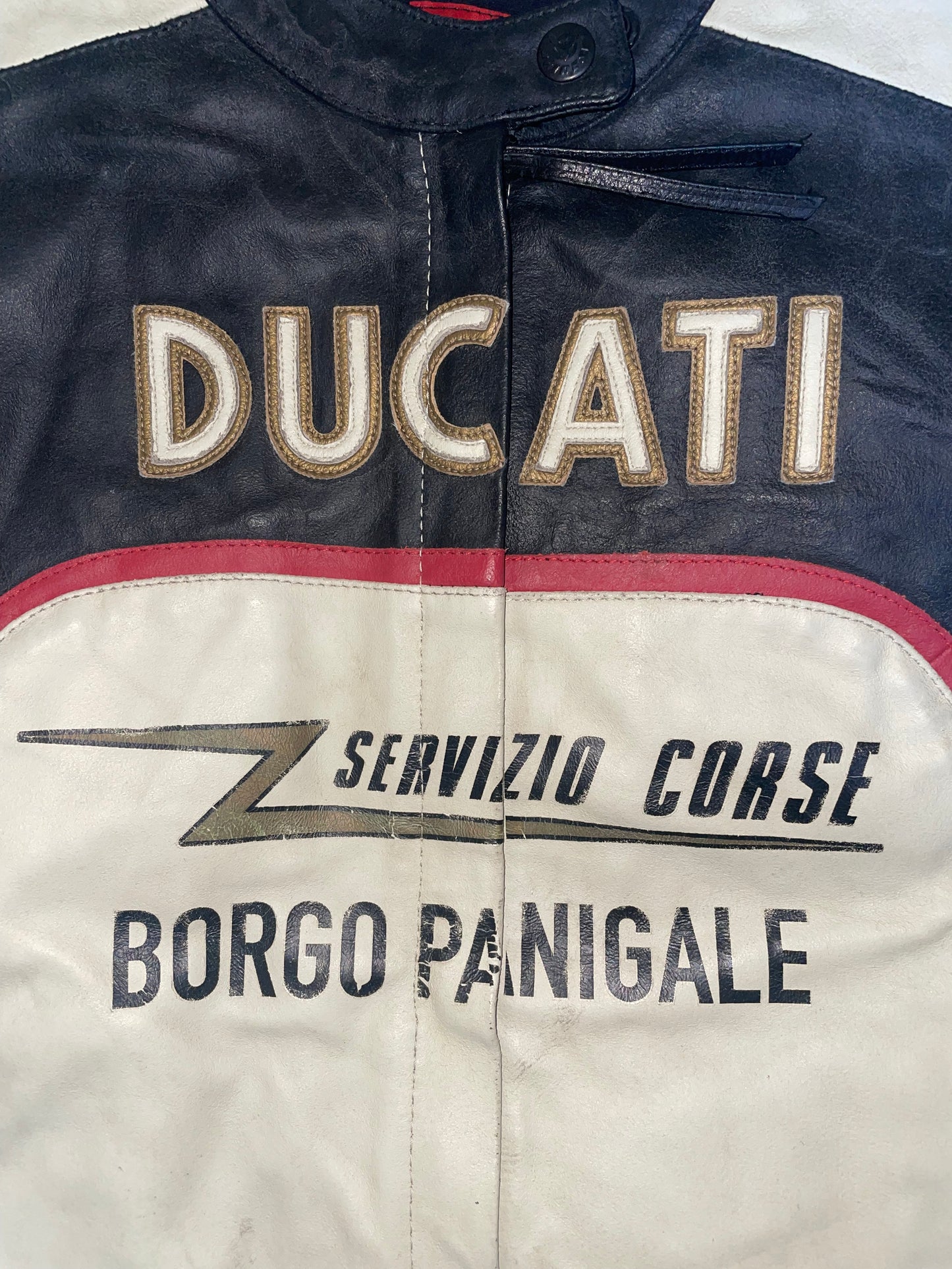 Racer Graphic Vintage Leather Jacket | Sz 46 ~ Small-Medium