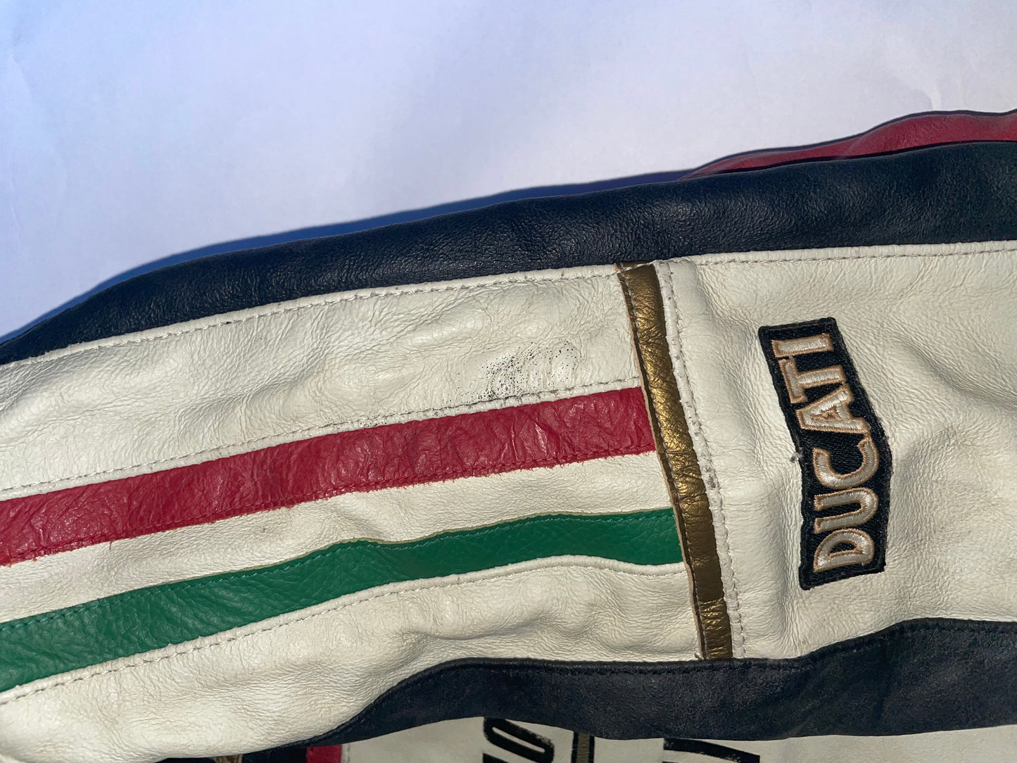 Racer Graphic Vintage Leather Jacket | Sz 46 ~ Small-Medium