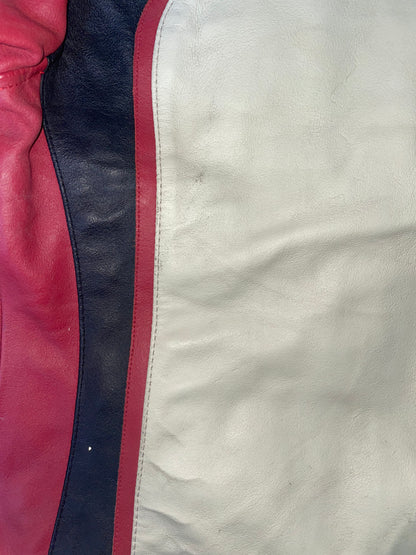 Racer Graphic Vintage Leather Jacket | Sz 46 ~ Small-Medium