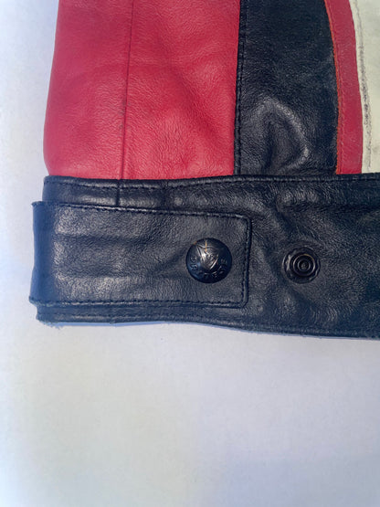 Racer Graphic Vintage Leather Jacket | Sz 46 ~ Small-Medium