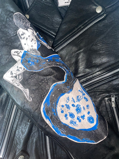 Painted Motorcycle Leather Oversize Jacket | Sz Small