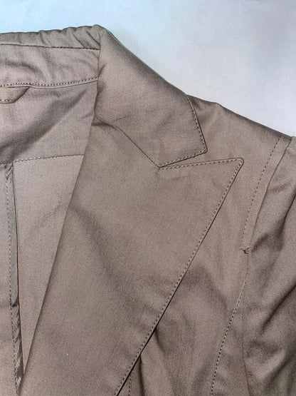 Taupe Grey Cotton Blazer Fitted Jacket | Sz IT38