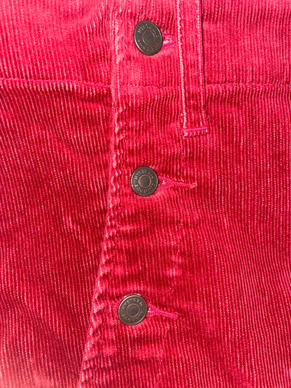 Red Maxi Corduroy Skirt | Size 27 ~ Small