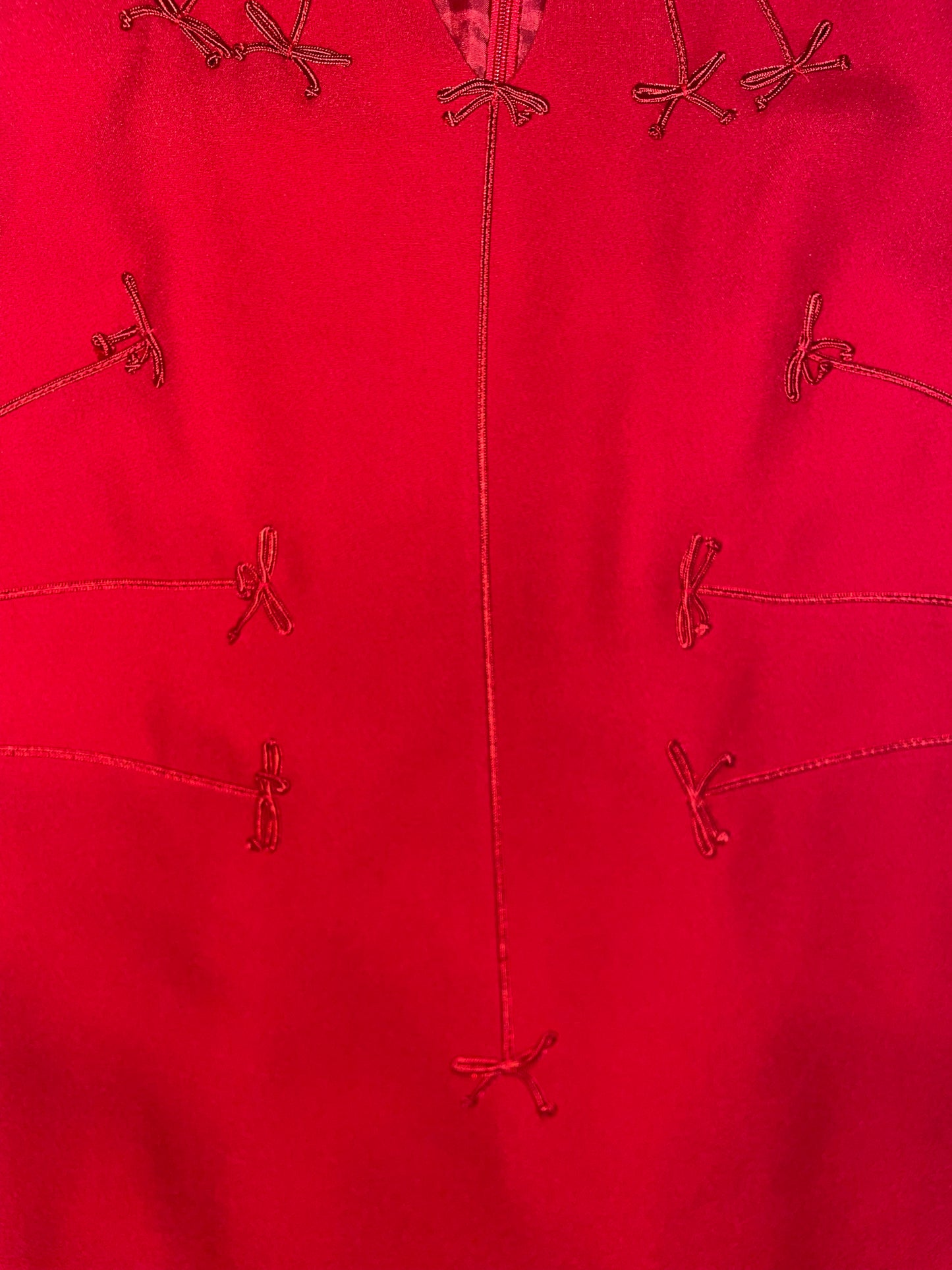 Vintage 90s Cute Bows Detail Red Sheath Dress | Sz IT38