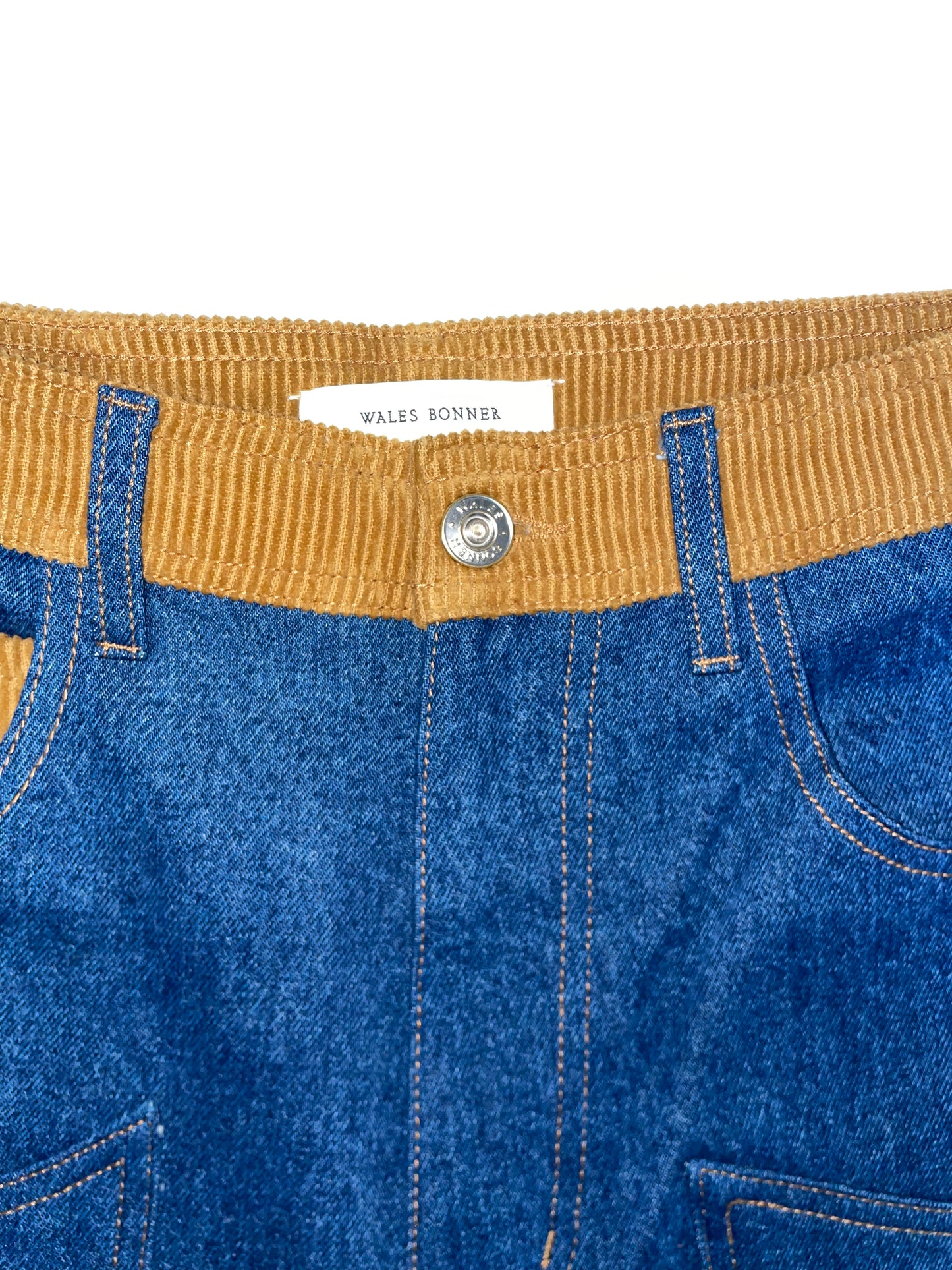 Denim Brown Corduroy Studded Mid-Rise Straight-Leg Jeans | Sz 30