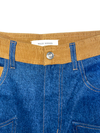 Denim Brown Corduroy Studded Mid-Rise Straight-Leg Jeans | Sz 30