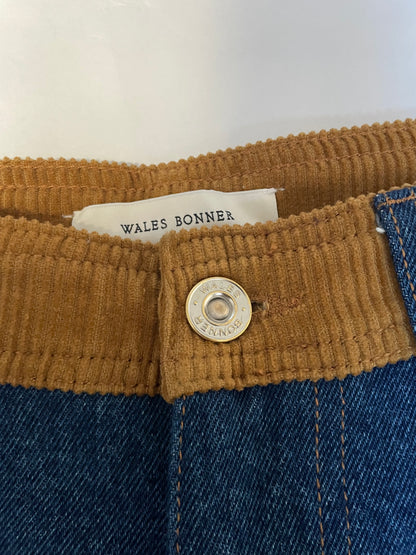 Denim Brown Corduroy Studded Mid-Rise Straight-Leg Jeans | Sz 30