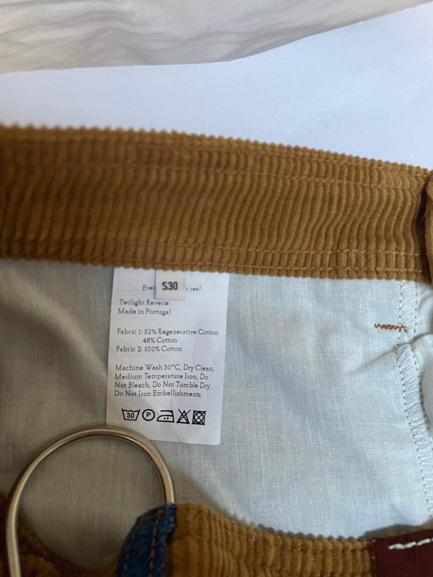 Denim Brown Corduroy Studded Mid-Rise Straight-Leg Jeans | Sz 30