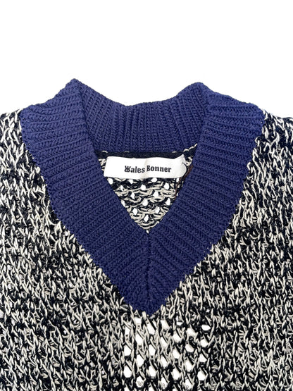 Navy & Off White Knit Vest | Sz Small