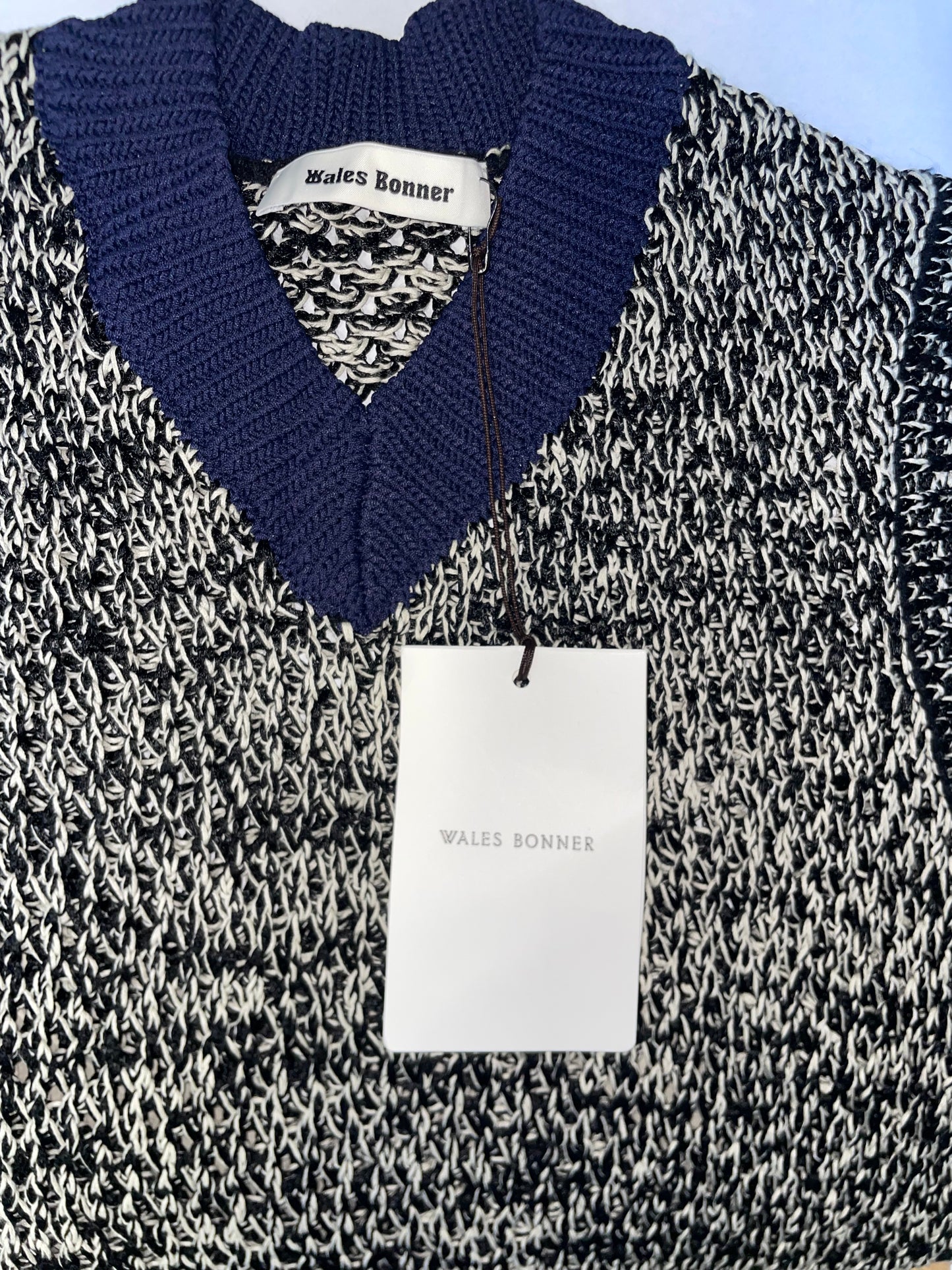 Navy & Off White Knit Vest | Sz Small