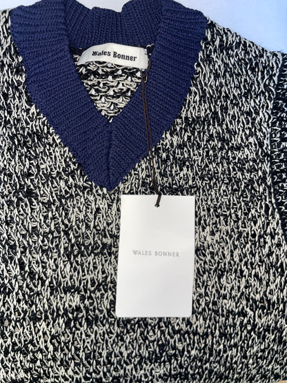 Navy & Off White Knit Vest | Sz Small