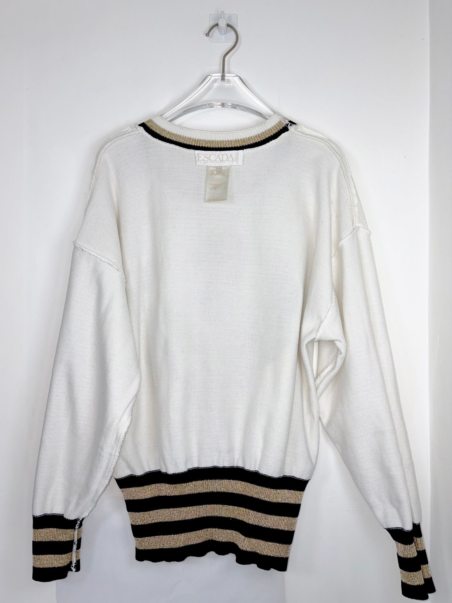 80s Vintage Sailor Nautical Anchor Embroidered Knit Sweater | Sz42~ S-L