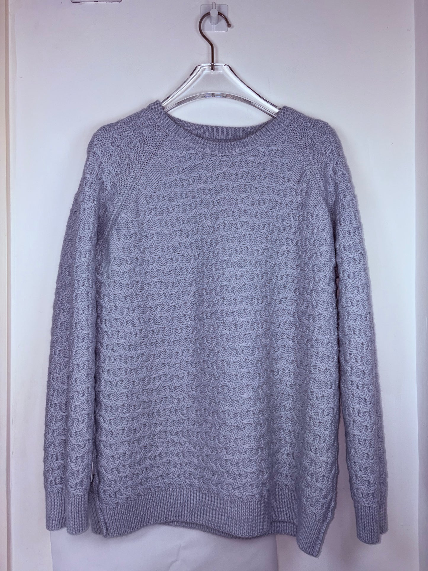 3D Knit 100% Merino Wool Blue Crew Neck Sweater | Sz Small