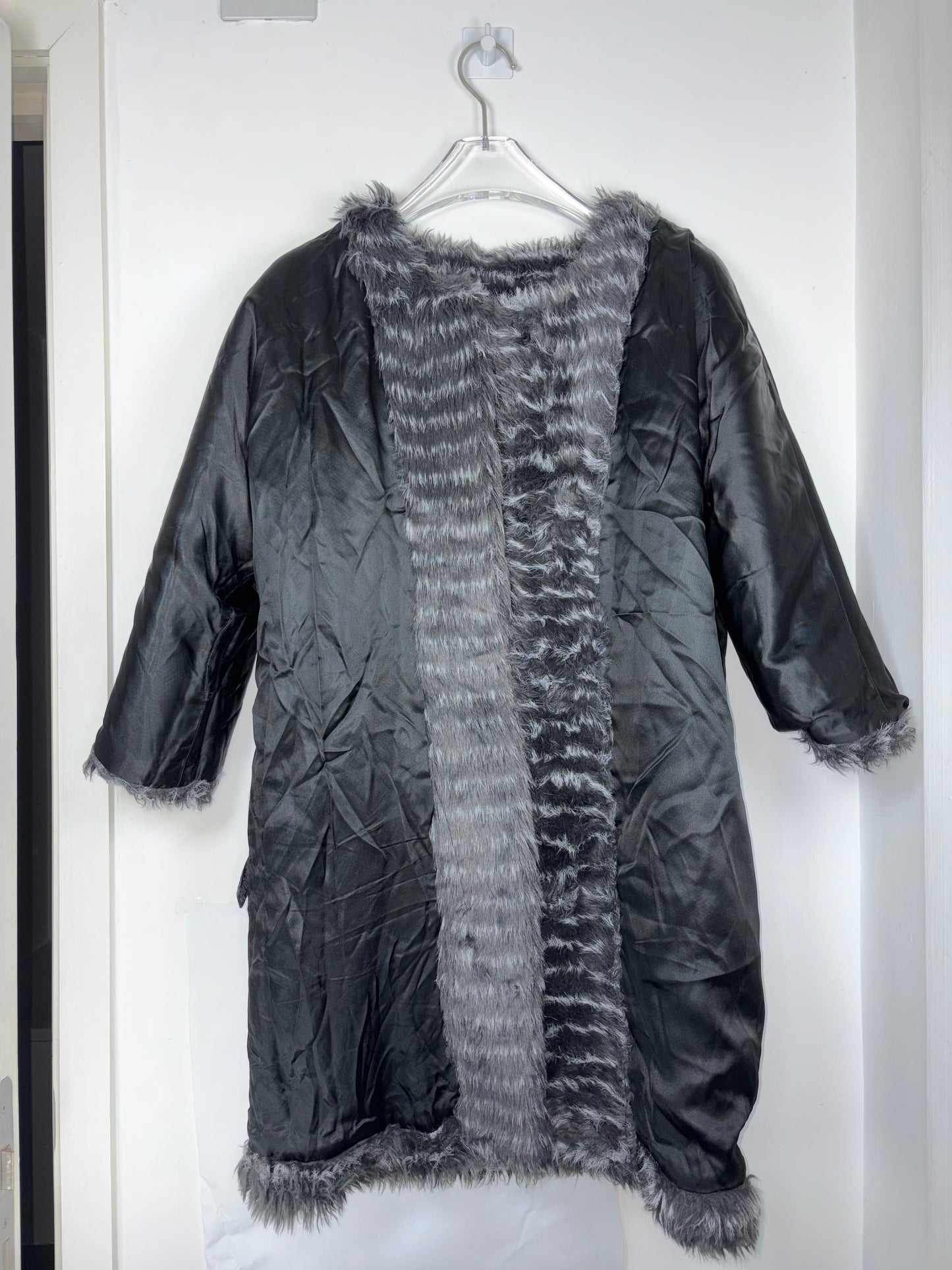 Faux Stripe Fur Coat | Sz Small