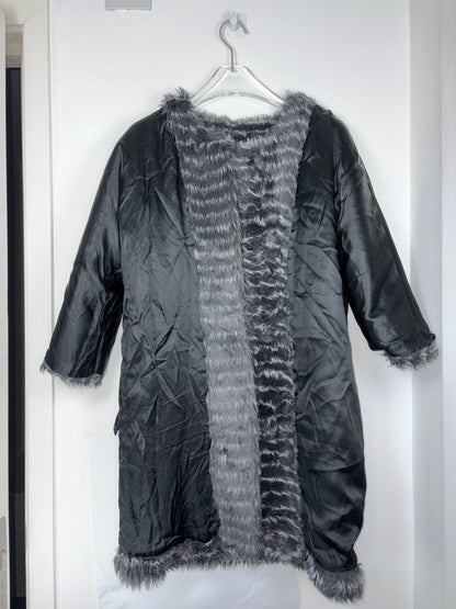 Faux Stripe Fur Coat | Sz Small