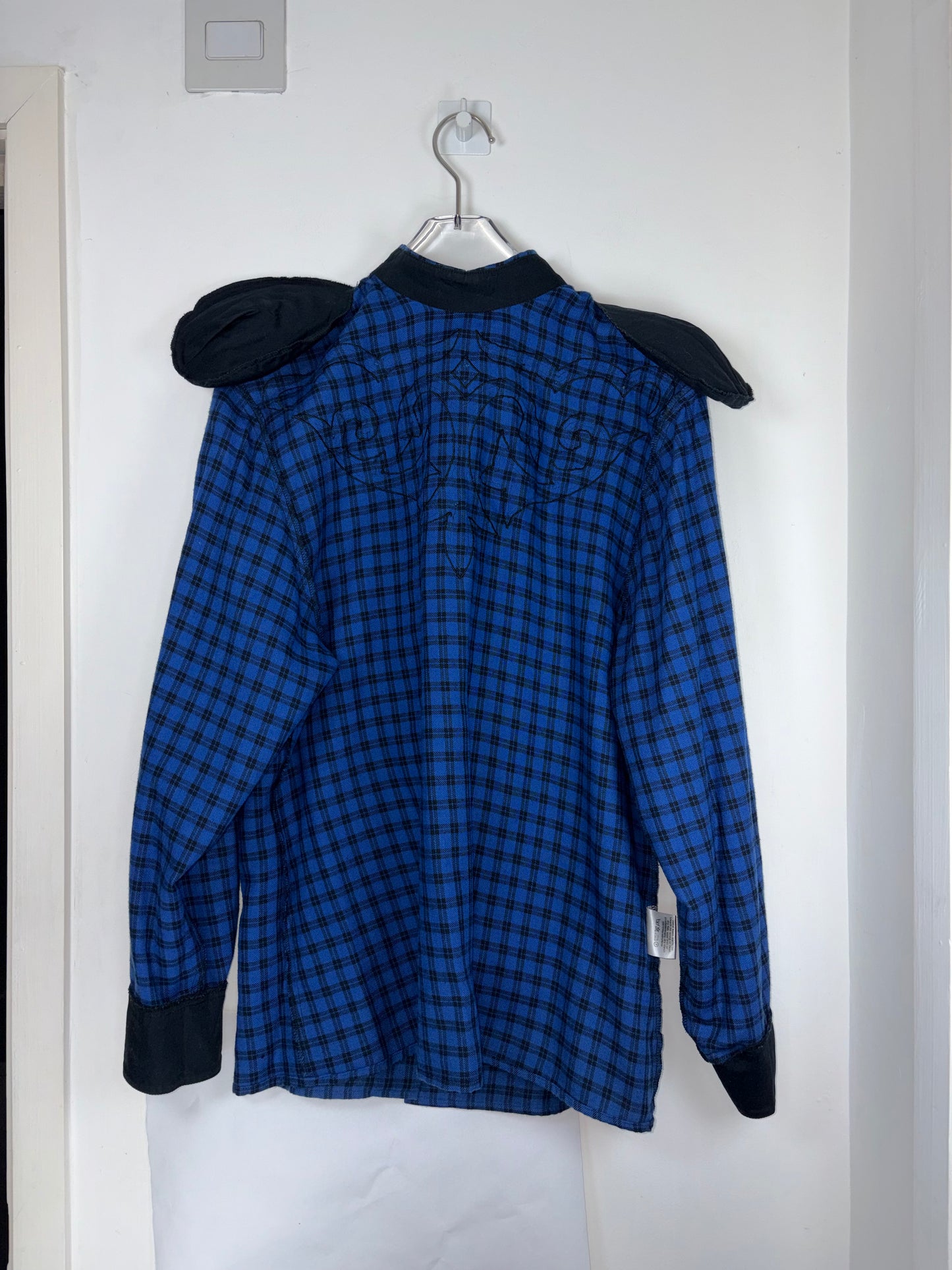 80s Vintage Western Blue Check Strong Shoulder | Sz IT 42 ~ M-L