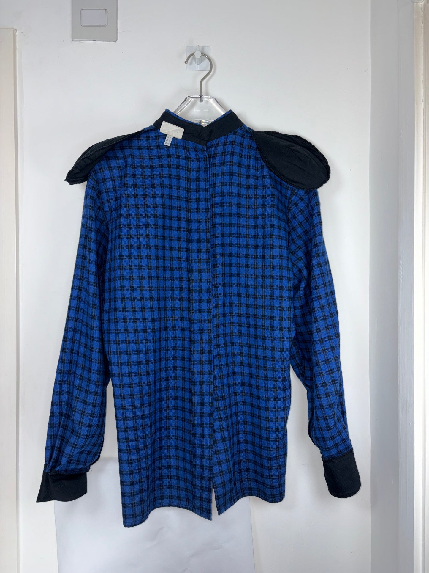 80s Vintage Western Blue Check Strong Shoulder | Sz IT 42 ~ M-L